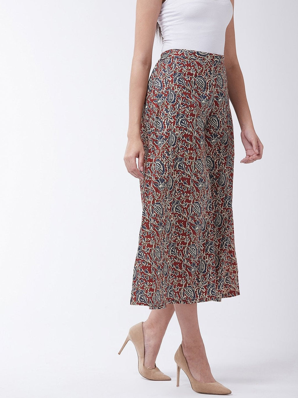 InWeave Women's Maroon Kalamkari Palazzo