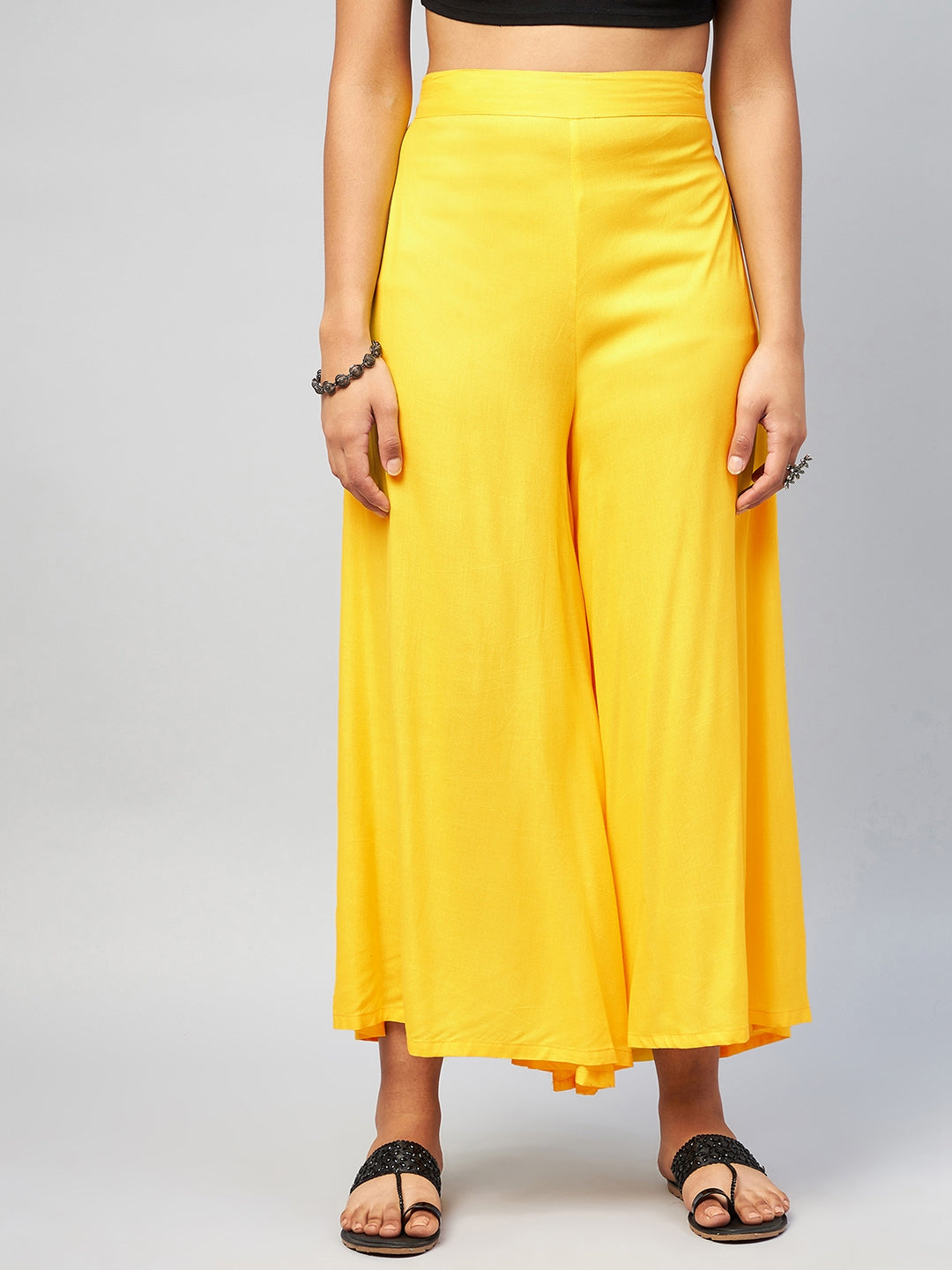 InWeave Women's Solid Yellow Palazzo