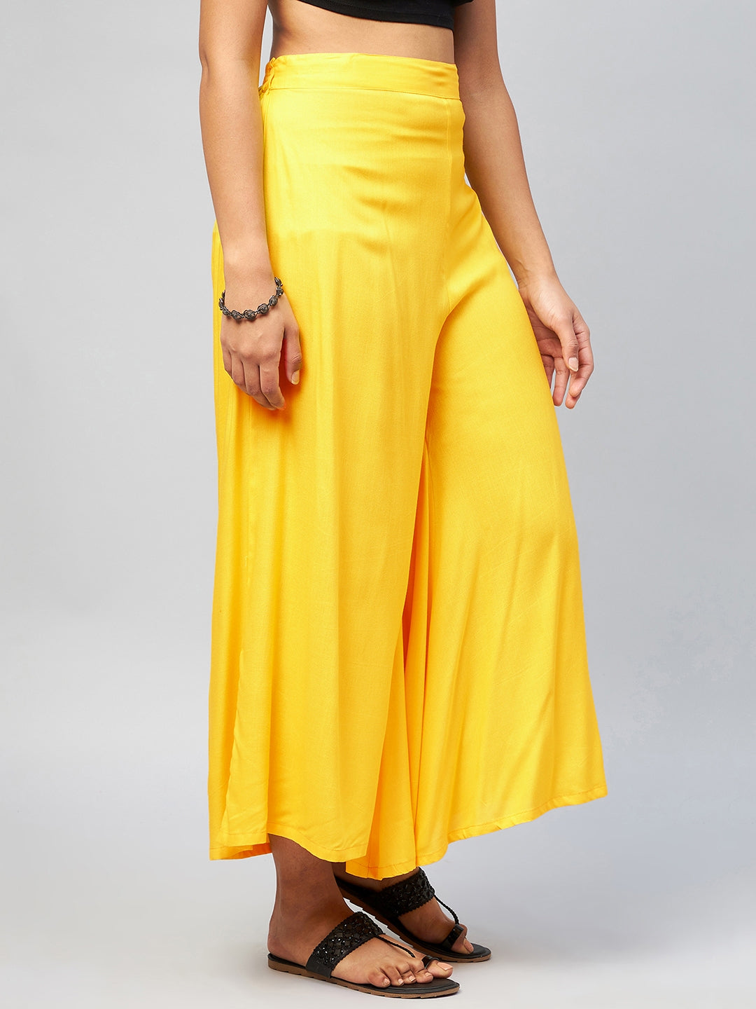 InWeave Women's Solid Yellow Palazzo