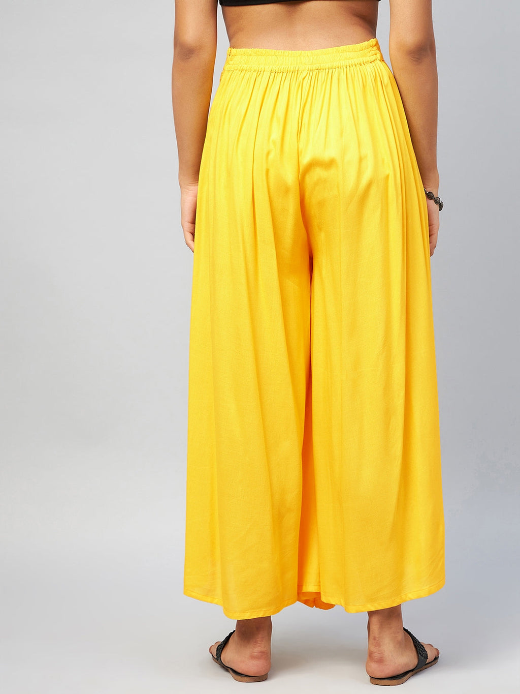InWeave Women's Solid Yellow Palazzo