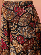 InWeave Black Grey Leaf Print Foil Palazzo