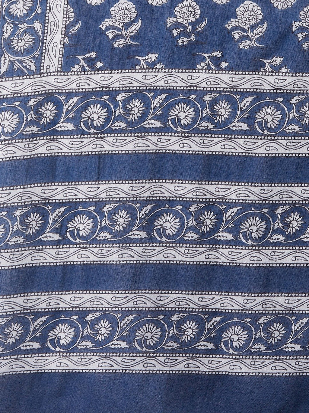 InWeave Blue Floral Cotton Dupattas