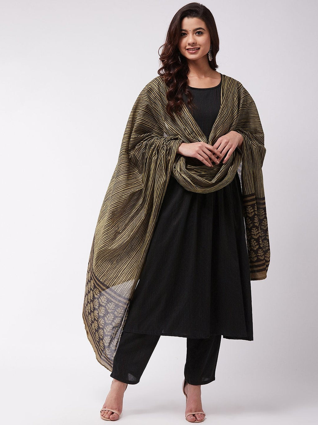 InWeave Green Boota Cotton Dupattas