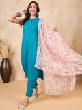 InWeave White Peach Floral Print Organza Dupatta