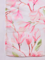 InWeave White Peach Floral Print Organza Dupatta