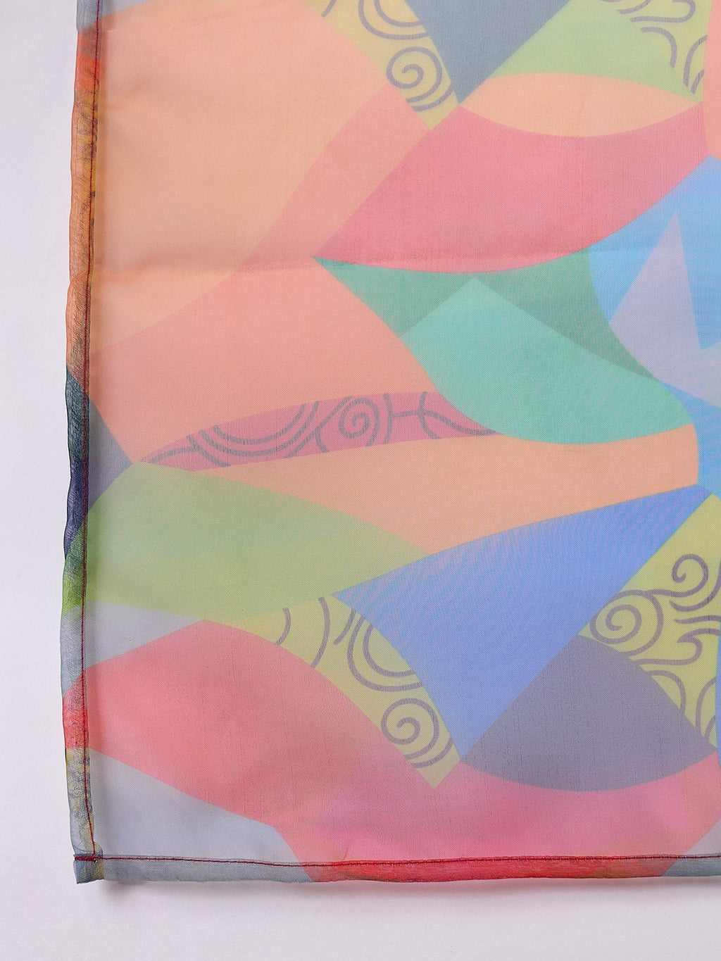 InWeave Green Big Abstract Print Organza Dupatta