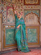 Monjolika Fashion Silk Patola Print Trendy Saree in Teal