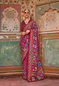 Monjolika Fashion Silk Patola Print Trendy Saree in Burgundy