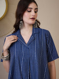 InWeave Indigo Stripe Kantha Collar Dress - Distacart