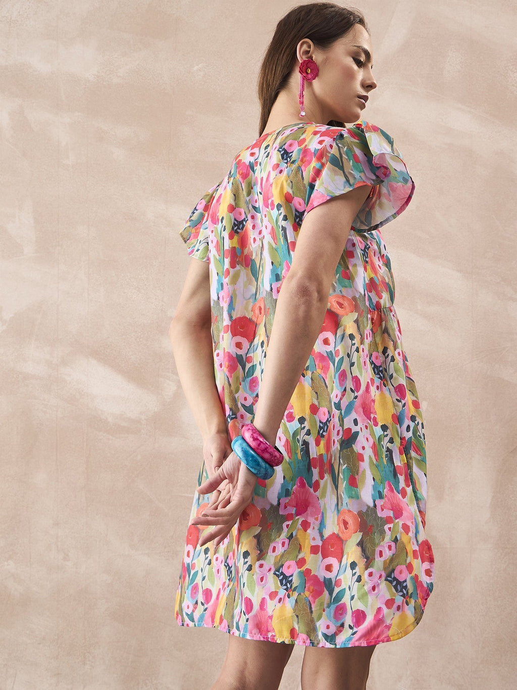 InWeave Multi Flower Short Dress - Distacart