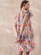 InWeave Multi Flower Short Dress - Distacart