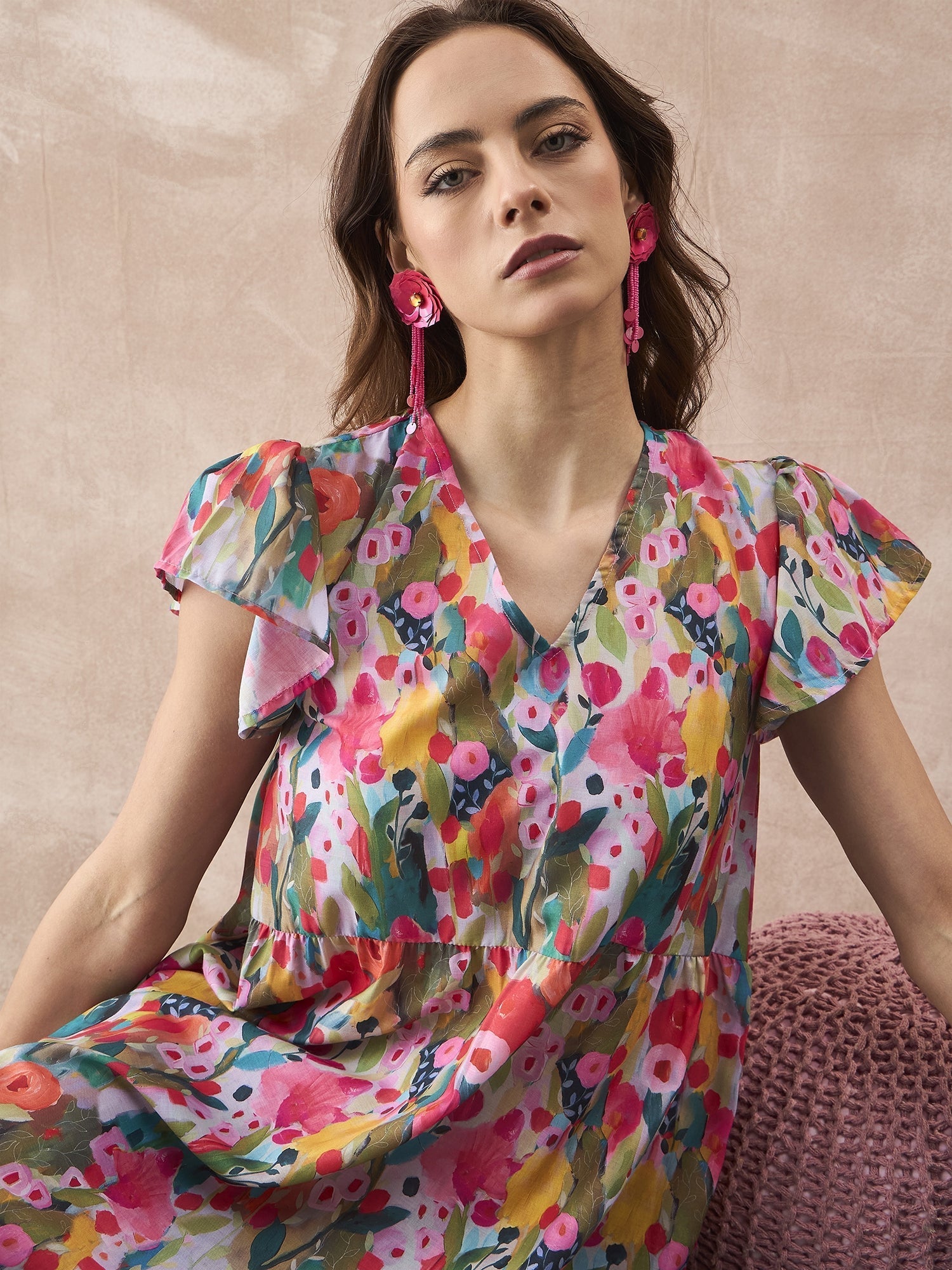 InWeave Multi Flower Short Dress - Distacart