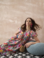 InWeave Multi Flower Short Dress - Distacart
