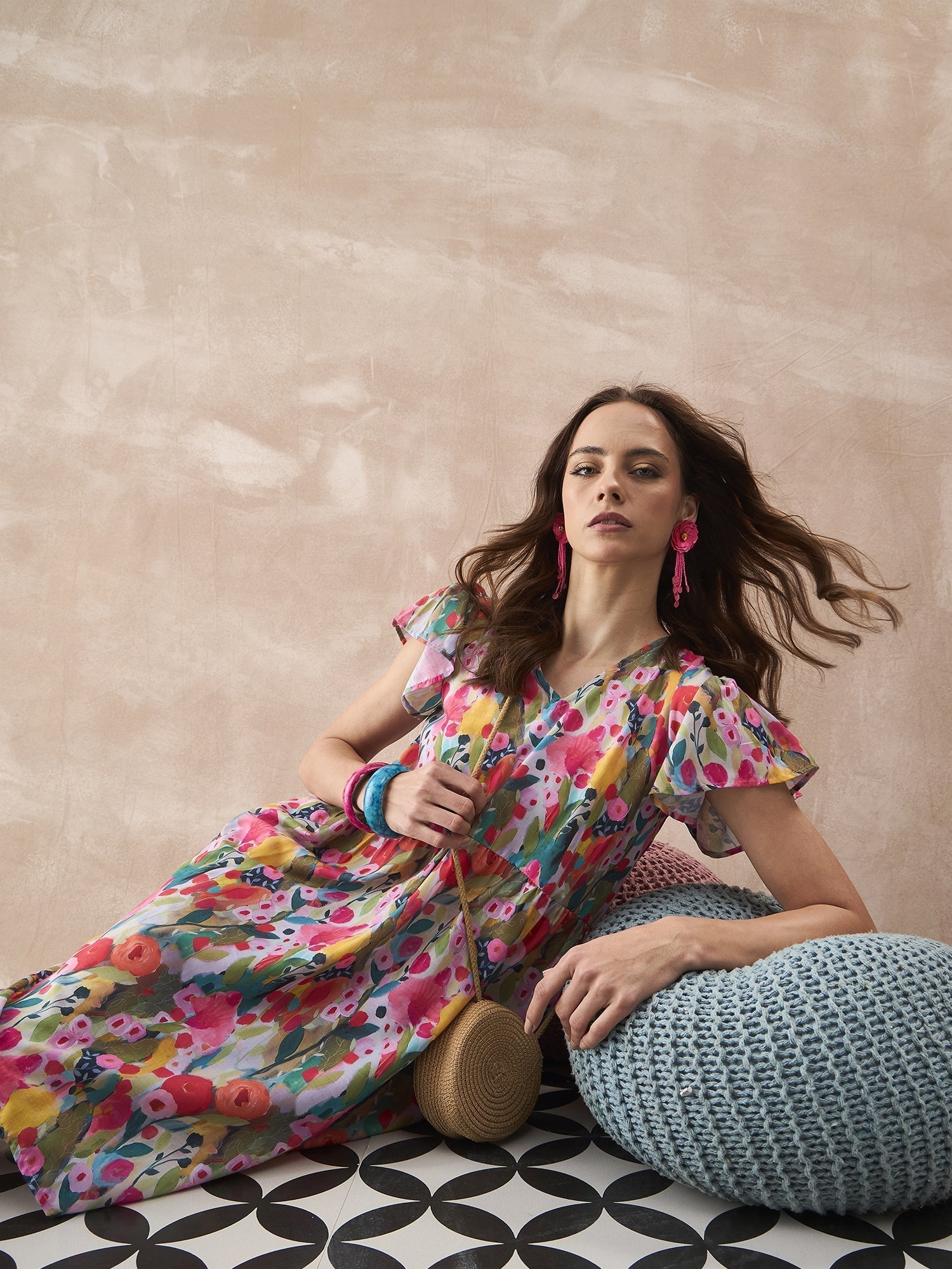 InWeave Multi Flower Short Dress - Distacart