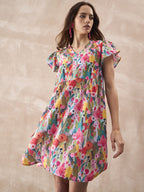InWeave Multi Flower Short Dress - Distacart