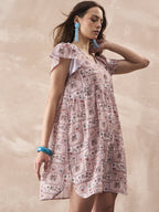InWeave Ivory Tree Parrot Short Dress - Distacart