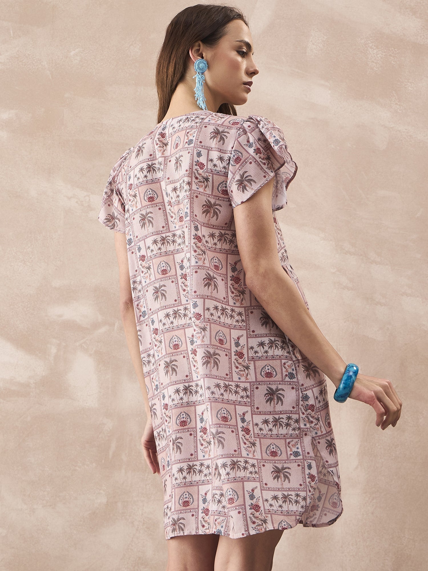InWeave Ivory Tree Parrot Short Dress - Distacart