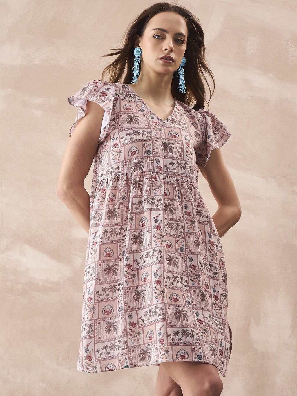 InWeave Ivory Tree Parrot Short Dress - Distacart