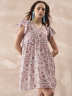 InWeave Ivory Tree Parrot Short Dress - Distacart