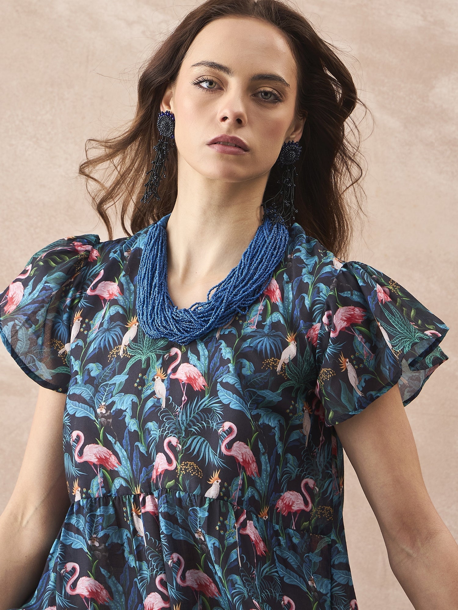 InWeave Black Swan Leaf Short Dress - Distacart