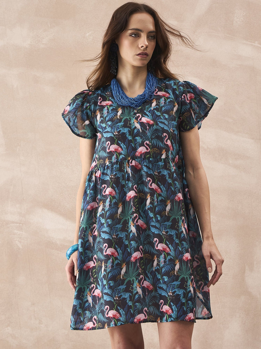InWeave Black Swan Leaf Short Dress - Distacart