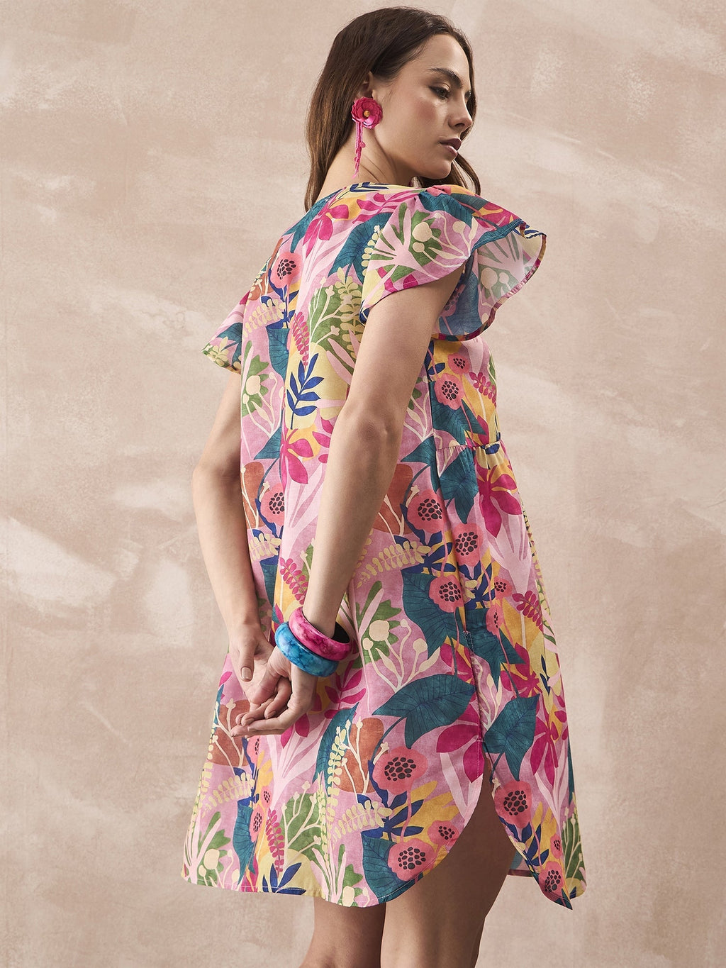 InWeave Leaf Multi Short Dress - Distacart