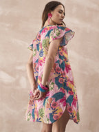 InWeave Leaf Multi Short Dress - Distacart