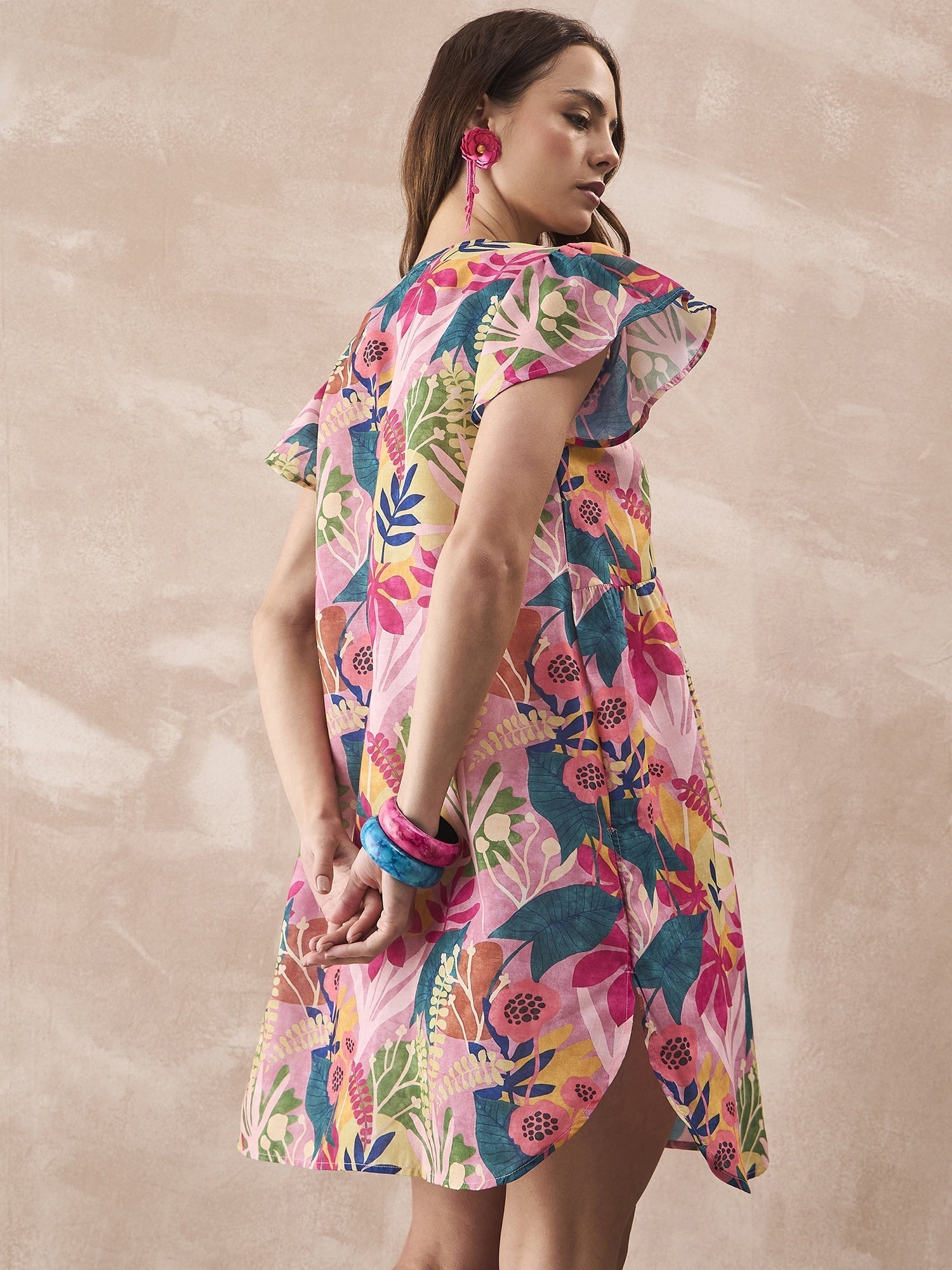 InWeave Leaf Multi Short Dress - Distacart