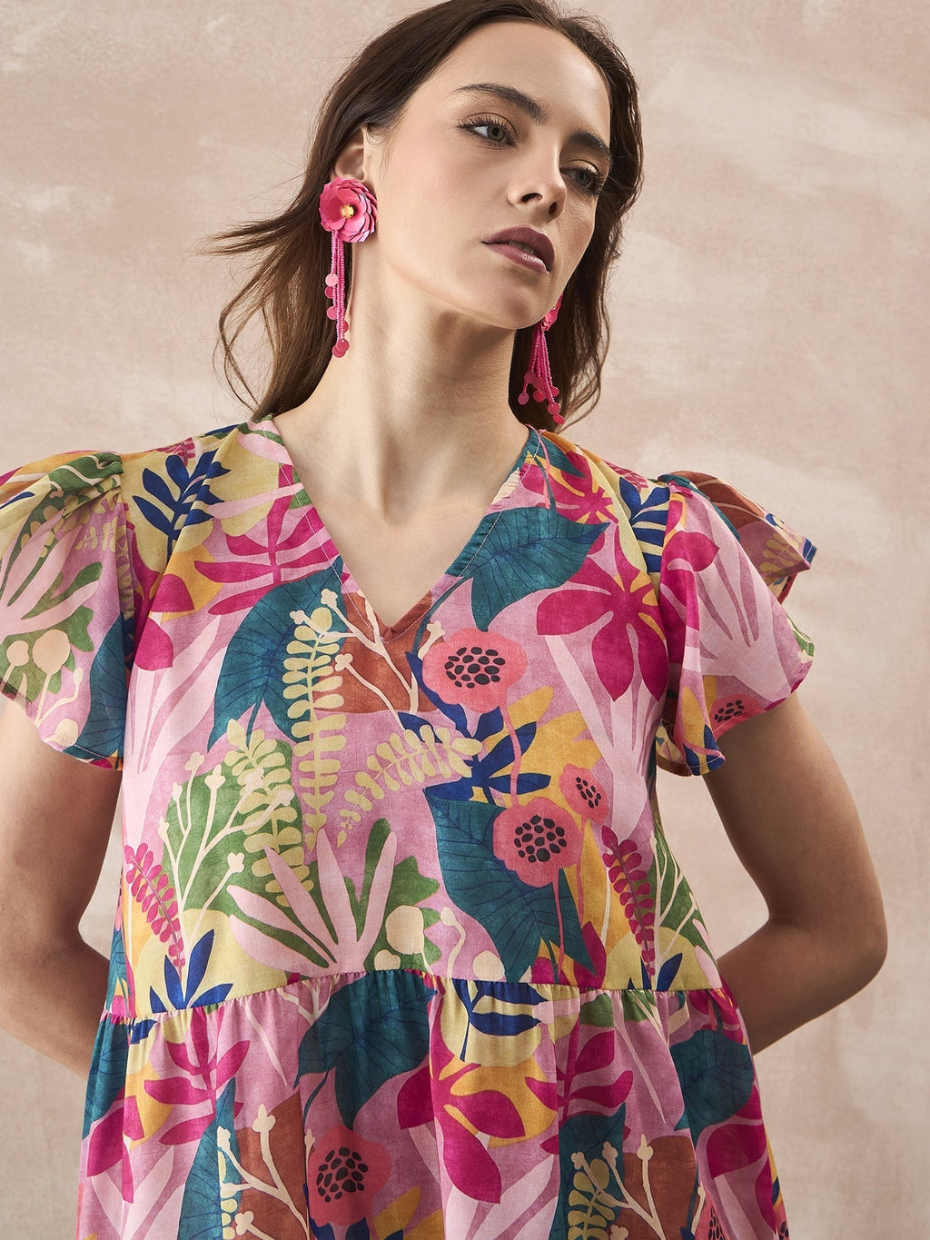 InWeave Leaf Multi Short Dress - Distacart