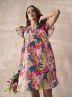 InWeave Leaf Multi Short Dress - Distacart