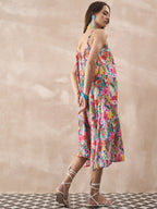 InWeave Multi Flower Strappy Dress - Distacart