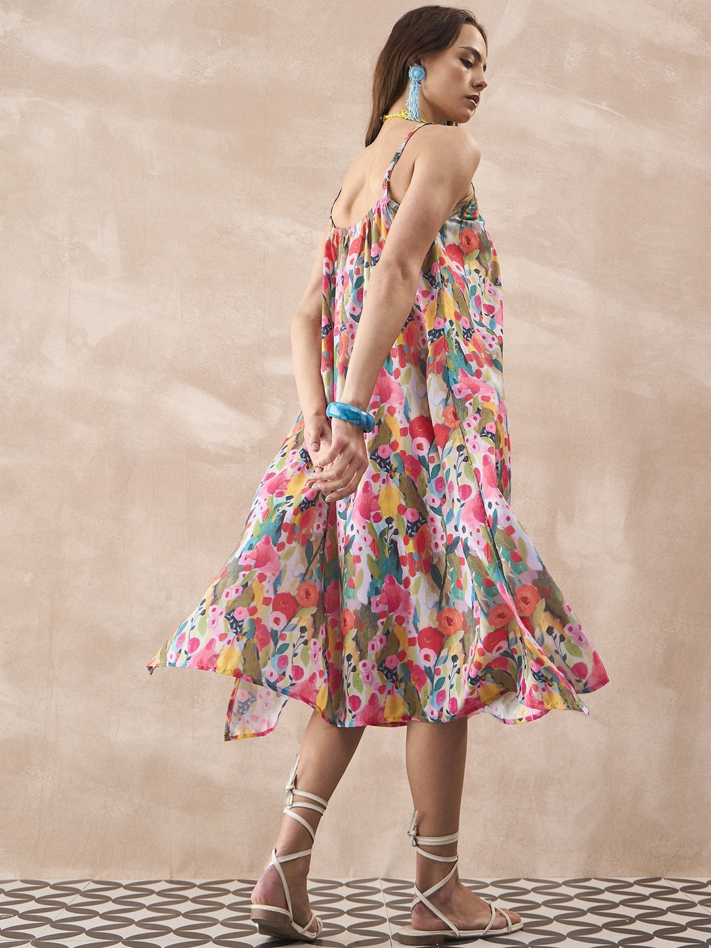 InWeave Multi Flower Strappy Dress - Distacart