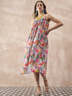 InWeave Multi Flower Strappy Dress - Distacart
