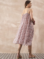 InWeave Ivory Tree Parrot Strappy Dress - Distacart