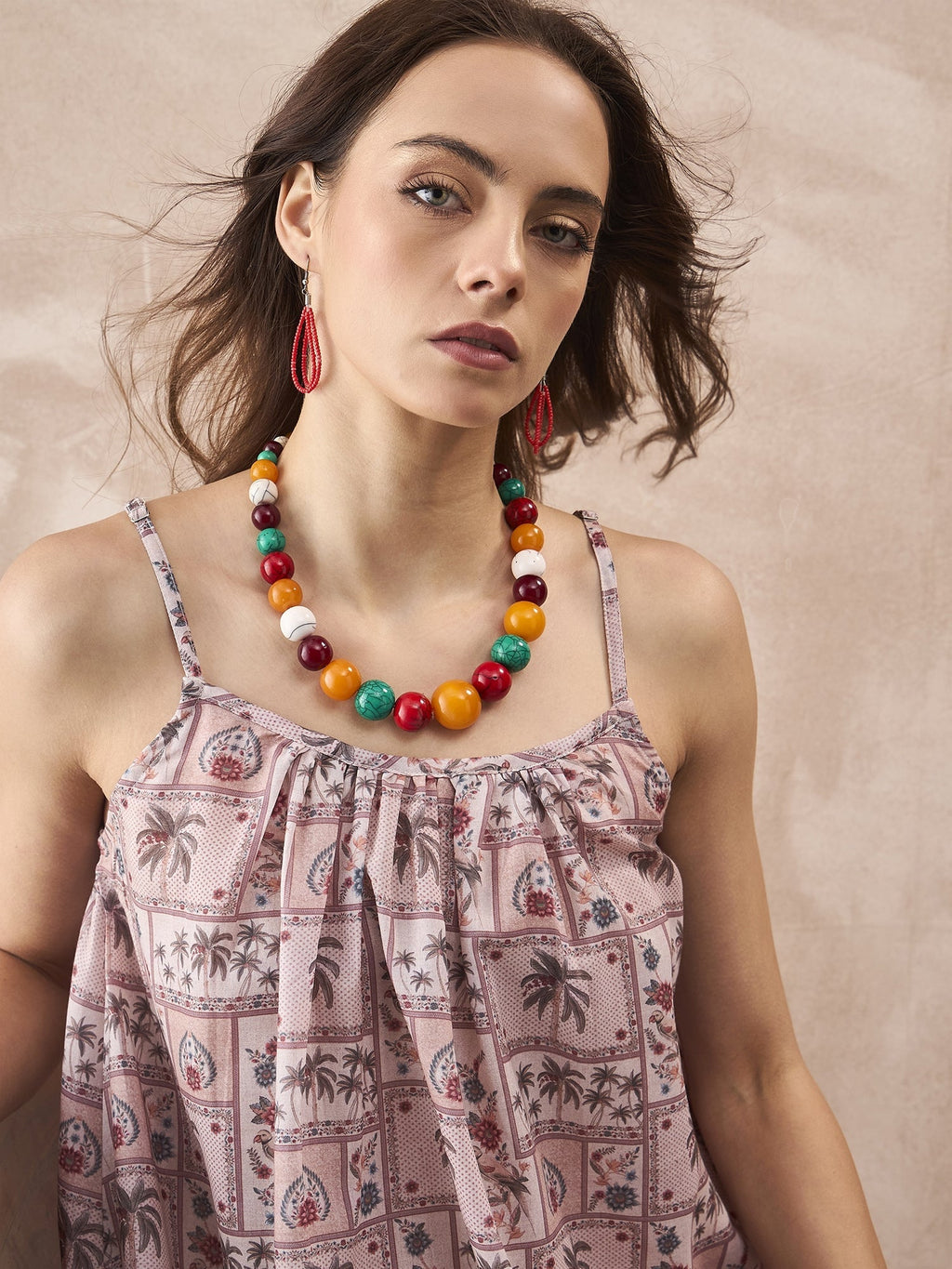 InWeave Ivory Tree Parrot Strappy Dress - Distacart