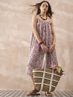 InWeave Ivory Tree Parrot Strappy Dress - Distacart