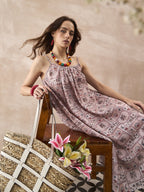InWeave Ivory Tree Parrot Strappy Dress - Distacart