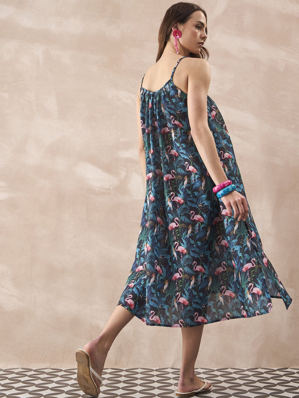 InWeave Black Swan Leaf Strappy Dress - Distacart