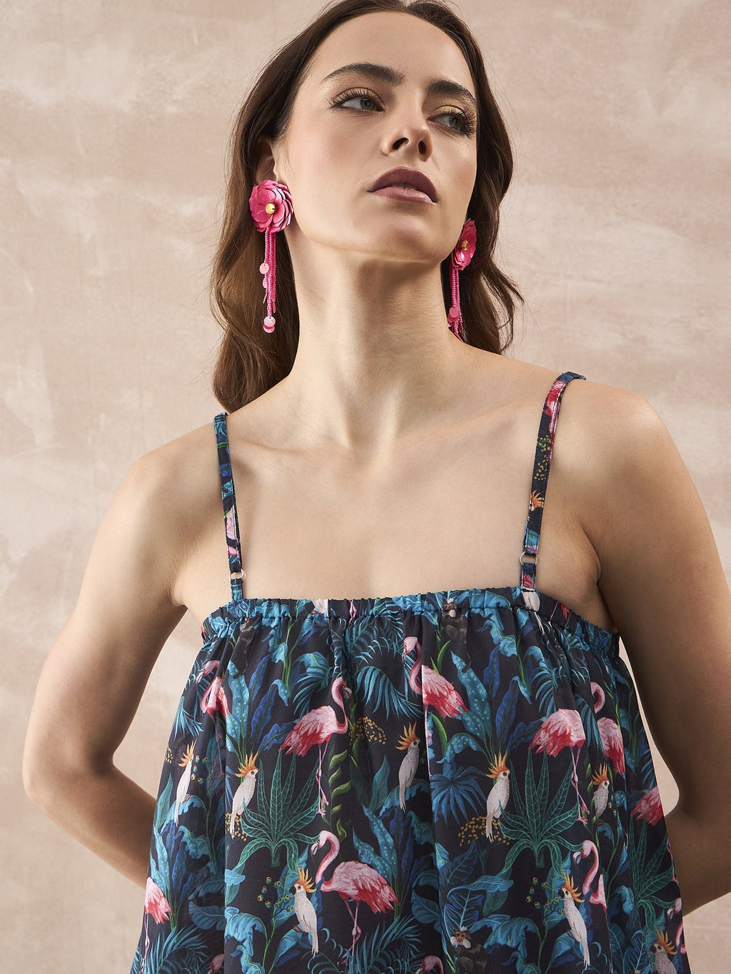 InWeave Black Swan Leaf Strappy Dress - Distacart