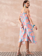 InWeave Skyblue Peach Strappy Dress - Distacart
