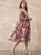 InWeave Leaf Multi Strappy Dress - Distacart