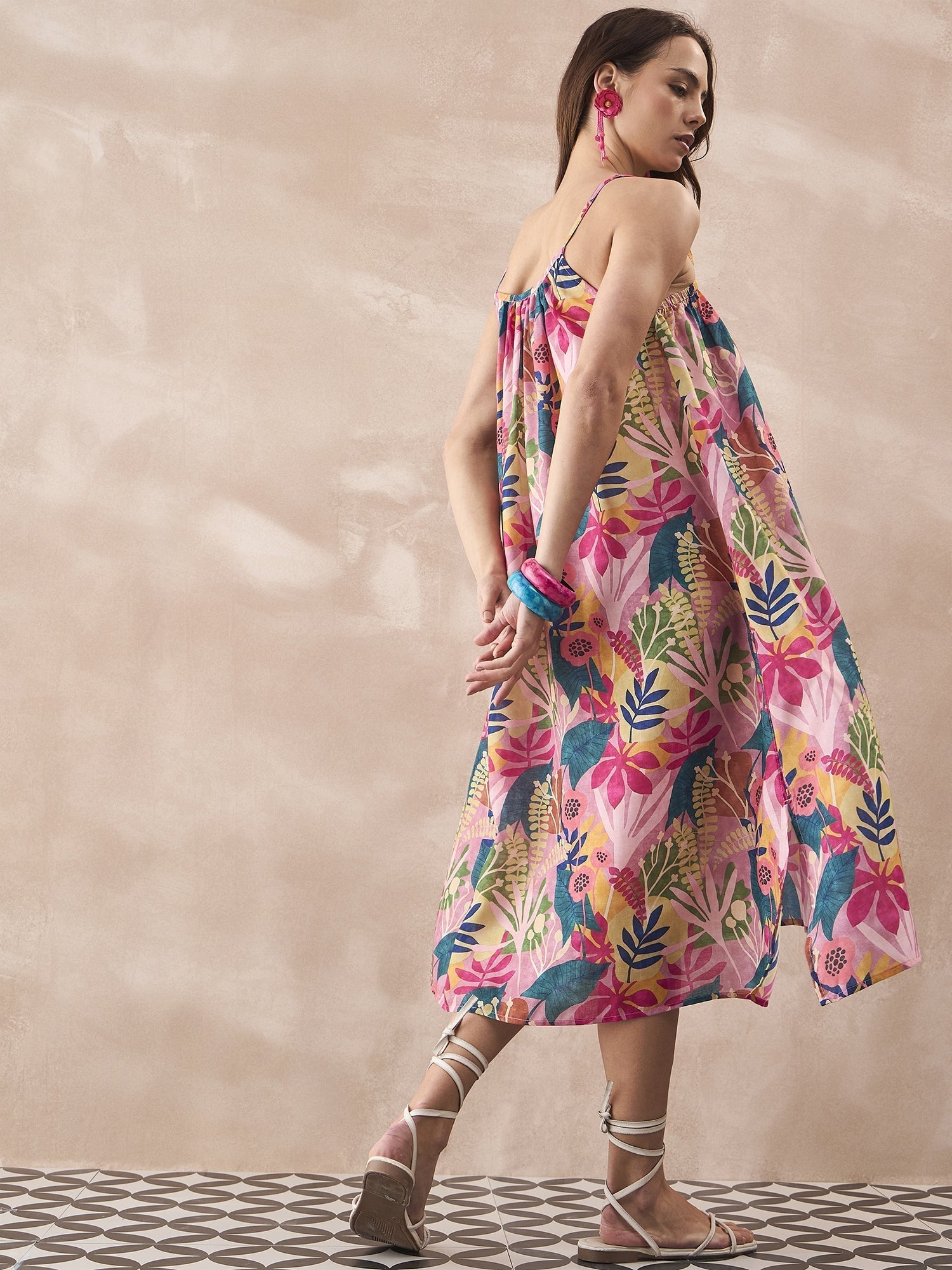 InWeave Leaf Multi Strappy Dress - Distacart