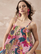 InWeave Leaf Multi Strappy Dress - Distacart
