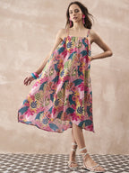 InWeave Leaf Multi Strappy Dress - Distacart