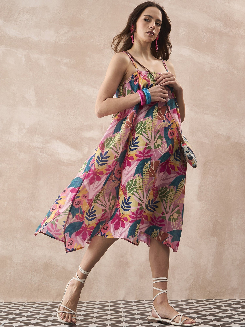 InWeave Leaf Multi Strappy Dress - Distacart