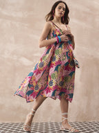 InWeave Leaf Multi Strappy Dress - Distacart
