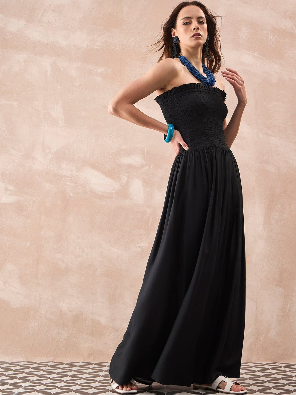 InWeave Black Solid Off Shoulder Dress - Distacart