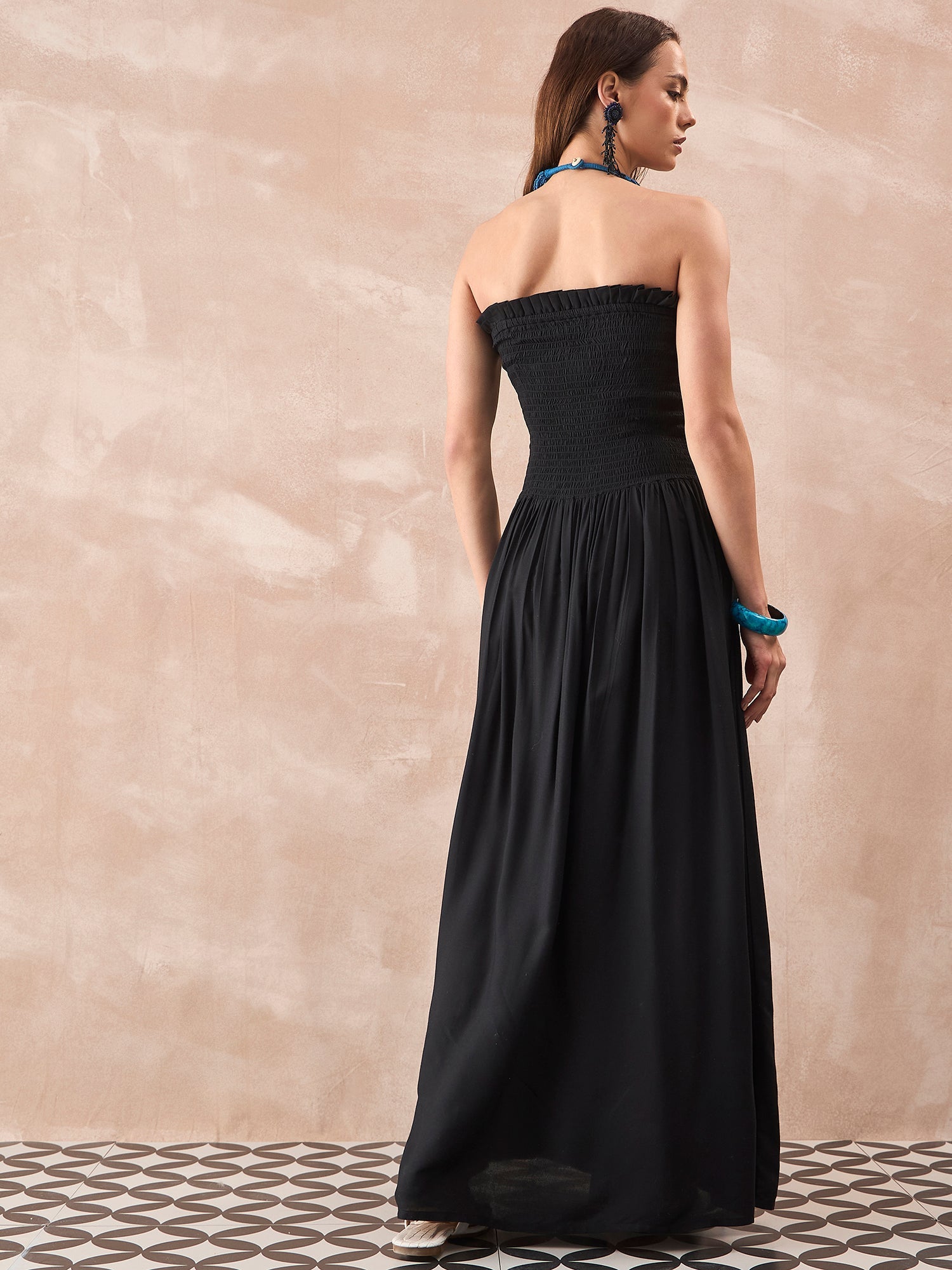 InWeave Black Solid Off Shoulder Dress - Distacart