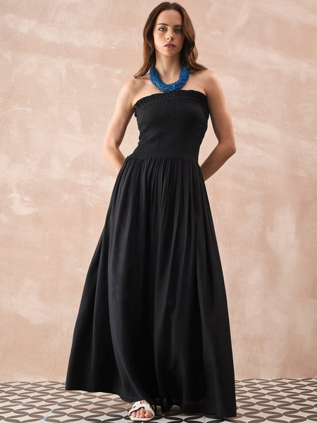 InWeave Black Solid Off Shoulder Dress