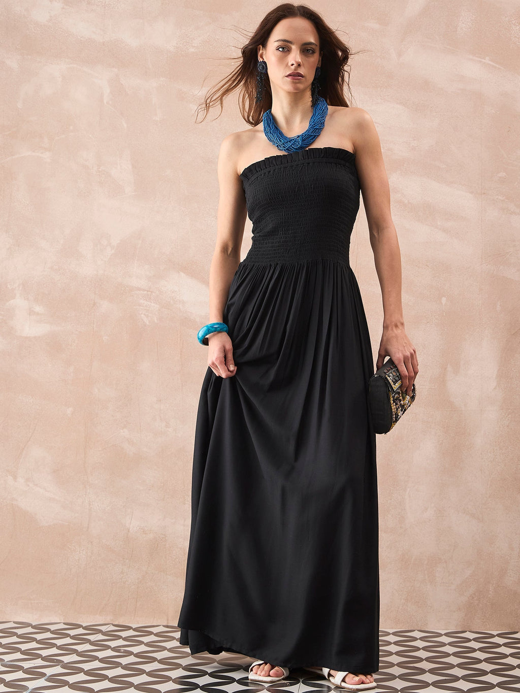 InWeave Black Solid Off Shoulder Dress - Distacart